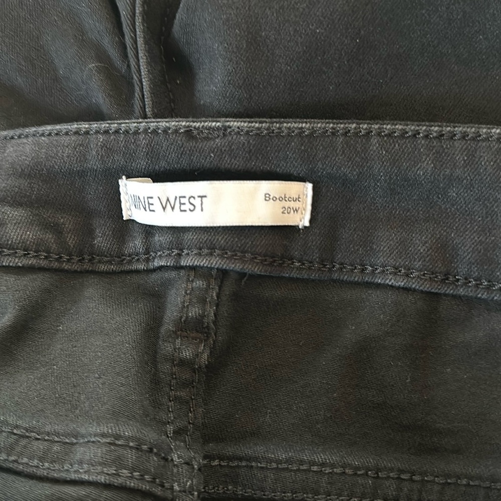 NWT Nine West Black Bootcut Jeans 20W High Rise Denim Stretch Leg Slit - Picture 10 of 12